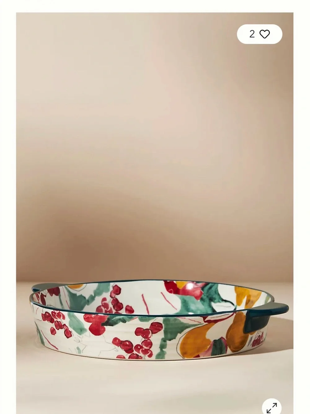 Anthropologie Holly and Pear Pie Dish